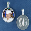 Picture Photo Frame Oval Engravable Sterling Silver Pendant