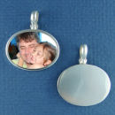 Picture Photo Oval Medium Horizontal Sterling Silver Charm Pendant Engravable