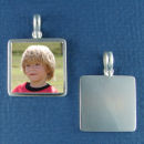 Picture Photo Frame 22 mm Square Engravable Sterling Silver Pendant
