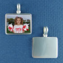Picture Photo Rectangle Medium Horizontal Sterling Silver Charm Pendant Engravable