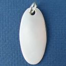 Oval Vertical 42-mm by 20-mm Engravable Disk Sterling Silver Pendant with Plain Jumpring