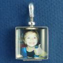 Glass Double Sided Square Photo Locket Sterling Silver Pendant