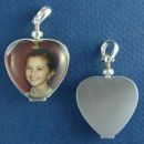 Glass Domed Heart Photo Locket Sterling Silver Pendant with Engravable Silver Back
