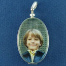 Glass Single Sided Medium Oval Photo Locket Sterling Silver Pendant Engravable
