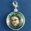 Glass Single Sided 25-mm Round Photo Locket Engravable Sterling Silver Pendant