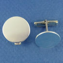 Engravable Round Sterling Silver Cuff Link