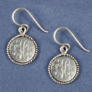 15mm Round Disk Engravable Sterling Silver Earring with Rope Edge