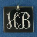 Chocolate Sterling Silver Landscape Rectangle Engravable Pendant, Engraves Silver