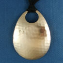 Teardrop 70-mm Engravable Hammered Copper Pendant on Multi Strand Black 16 Inch Cord Necklace with Silver Tone Toggle Clasp