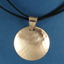 Round 40-mm Engravable Hammered Copper Pendant with Bale on Multi Strand Black 16 Inch Cord Necklace with Silver Tone Toggle Clasp