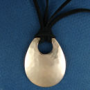 Teardrop 44-mm Engravable Hammered Copper Pendant on Multi Strand Black 16 Inch Cord Necklace with Silver Tone Toggle Clasp