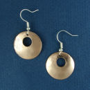 Round Copper Earrings Small Hammered Engravable with Small Accent Hole French Wires