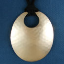 Oval 70-mm Engravable Hammered Copper Pendant on Multi Strand Black 16 Inch Cord Necklace with Silver Tone Toggle Clasp