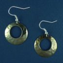 Round Chocolate Copper Small Hammered with Large Accent Hole French Wire Earrings