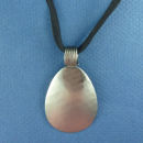 Teardrop 44-mm Engravable Hammered Chocolate Copper Pendant with Fixed Bale on Multi Strand Black 16 Inch Cord Necklace with Silver Tone Toggle Clasp