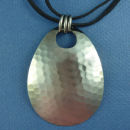 Teardrop 70-mm Engravable Hammered Chocolate Copper Pendant on Multi Strand Black 16 Inch Cord Necklace with Silver Tone Toggle Clasp