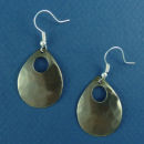 Teardrop Chocolate Copper Medium Hammered Engravable French Wire Earrings