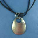 Teardrop 44-mm Engravable Hammered Chocolate Copper Pendant on Multi Strand Black 16 Inch Cord Necklace with Silver Tone Toggle Clasp