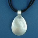 Teardrop 44-mm Engravable Hammered Silver Fashion Pendant with Fixed Bale on Multi Strand Black 16 Inch Cord Necklace with Silver Tone Toggle Clasp
