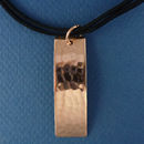 Rectangle 57-mm Engravable Hammered Copper Pendant on Multi Strand Black 16 Inch Cord Necklace with Silver Tone Toggle Clasp