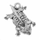 Horned Toad Frog Charm Tiny Sterling Silver Pendant