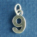 Number 9 Medium Sterling Silver Charm Pendant