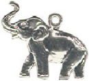 Elephant with Trunk Raised Medium Sterling Silver Charm Pendant