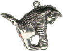Cat Playing with Ball Large Sterling Silver Charm Pendant
