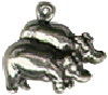 Noah's Ark Pair of Hippos Male and Female Sterling Silver Charm Pendant