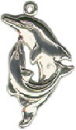 Dolphins Playing Sterling Silver Charm Pendant