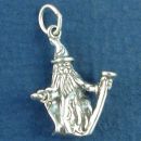 Wizard Standing with Staff 3D Sterling Silver Charm Pendant