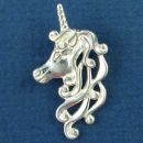 Unicorn Head with Woven Mane Sterling Silver Pendant