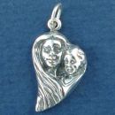 Religious Christian Sterling Silver Charm Mother Mary and Child Jesus Pendant