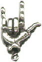 Love: I Love You Hand Sign 3D Sterling Silver Charm Pendant