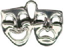 Comedy and Tragedy Drama School Mask Large Sterling Silver Charm Pendant