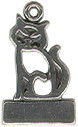 Cat on Stand Sterling Silver Charm Pendant