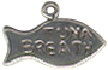 Cat: Fish with Word Phrase Tuna Breath Sterling Silver Charm Pendant