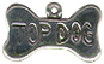 Dog Bone with Word Phrase Top Dog Sterling Silver Charm Pendant