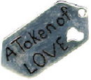 Love Dog Tag with Word Phrase "A Token of Love" Sterling Silver Charm Pendant