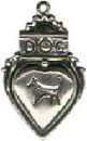 Dog on Heart Sheild Design Sterling Silver Charm Pendant
