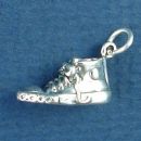 Sneaker High Top Tennis Shoe Sports 3D Sterling Silver Charm Pendant
