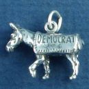 Political Symbol of Democratic Party a Donkey with Word Phase Democrat Sterling Silver Charm 3D Pendant