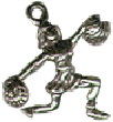 Cheerleader with Pom Poms in Cheer Pose 3D Sterling Silver Charm Pendant