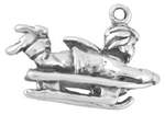 Christmas: Child On Sled 3D Sterling Silver Charm Pendant