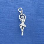 Ballerina in Pose 3D Sterling Silver Charm Pendant