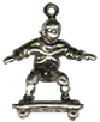 Skateboarder 3D Sterling Silver Charm Pendant