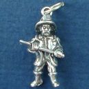 Fireman with Ax 3D Occupation Sterling Silver Charm Pendant