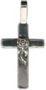 Cross with Rose at Center Sterling Silver Charm Pendant