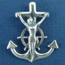 Anchor Cross with Jesus, Sailors Crucifix Large 3D Sterling Silver Pendant