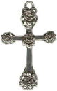 Cross with Roses Bud Accents Sterling Silver Charm Pendant